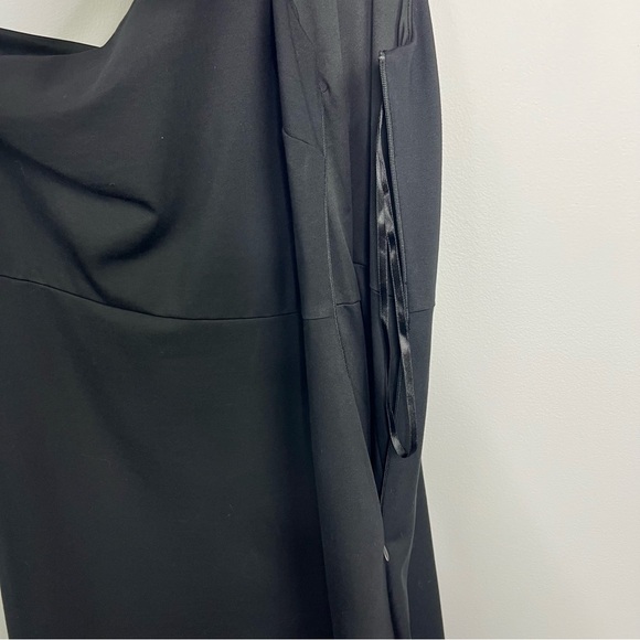Banana Republic Black One-Shouler Dress Size 14 Bow Detail Cocktail Party Pocket - Picture 6 of 11